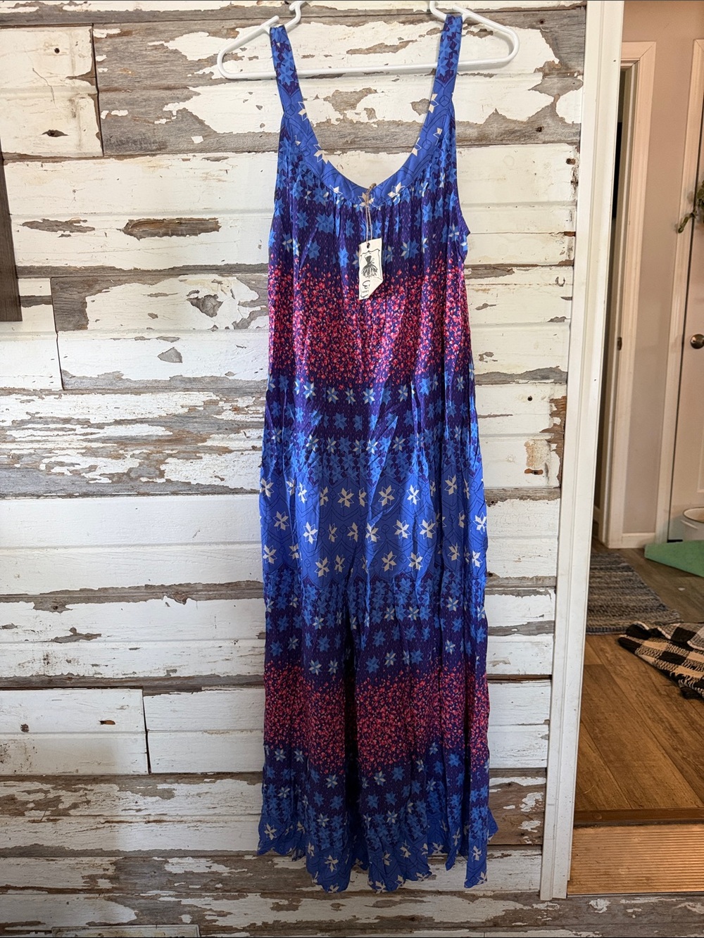 Blue & Pink Wide-Leg Jumpsuit